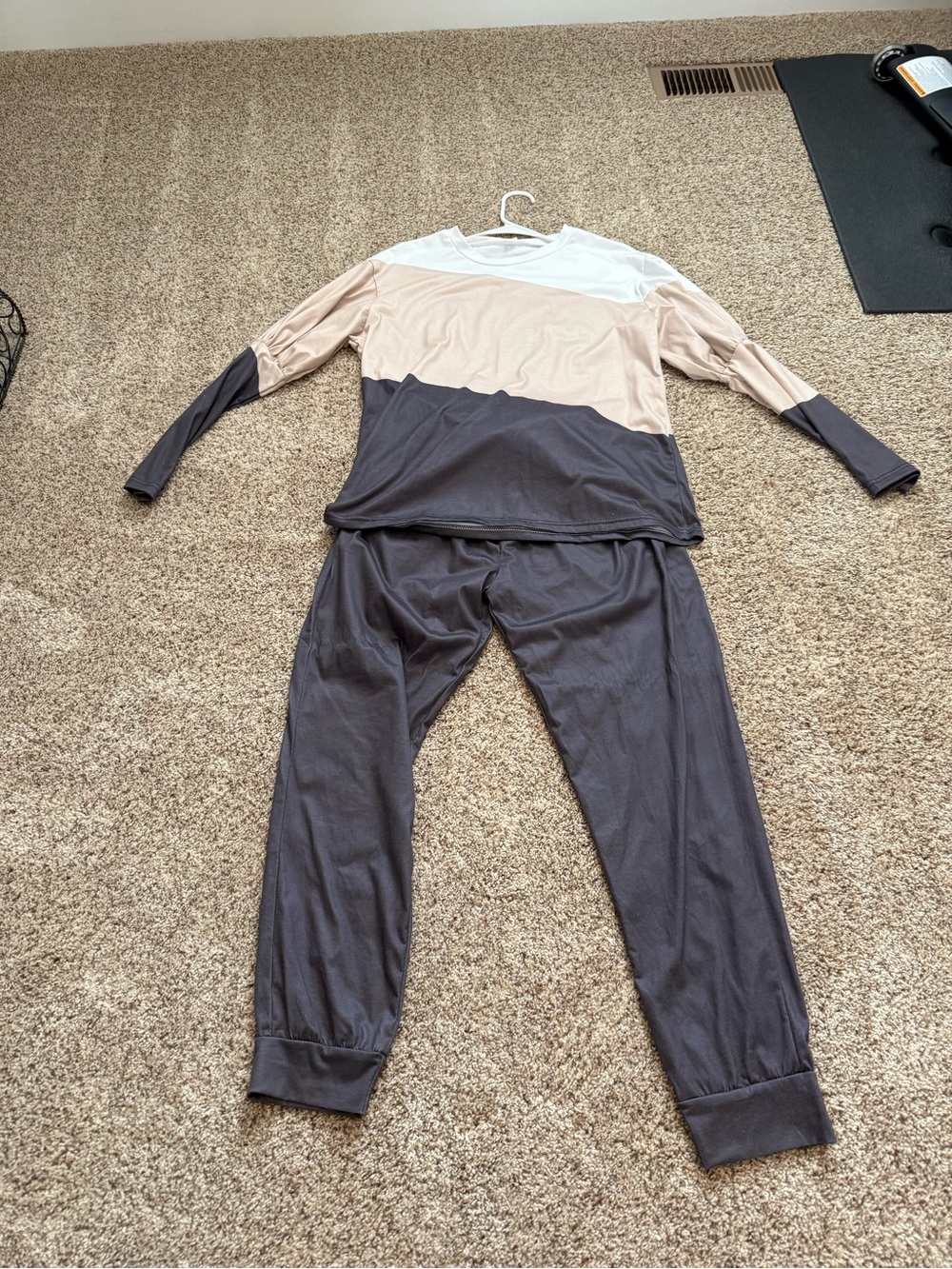 Kids Colorblock Long-Sleeve Set - White, Beige & Gray